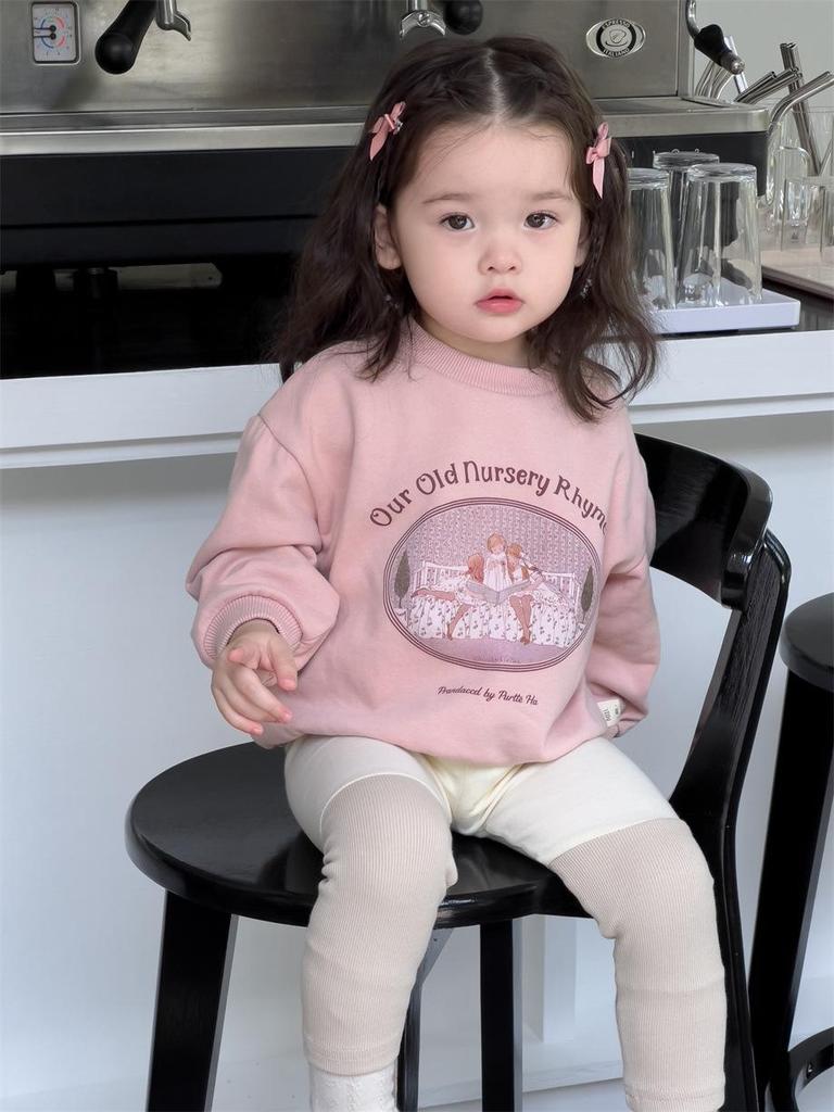 Korean Style Girls' Two-Piece Autumn Sweatshirt & Leggings Set