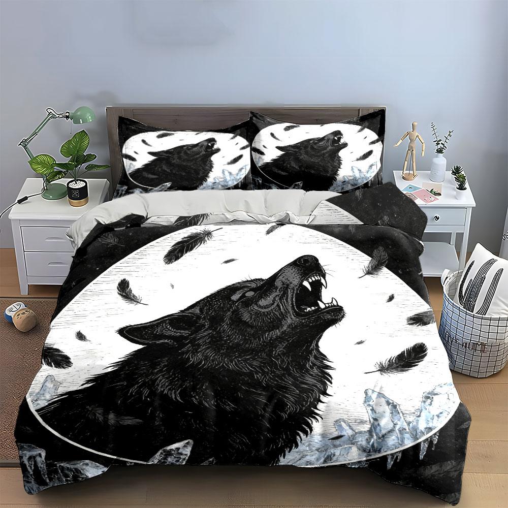 Wolf Art Decor Set - Home Soft Comfortable Duvet Cover Bedding Set Included 1*Duvet Cover & 2*Pillowcases, Gift