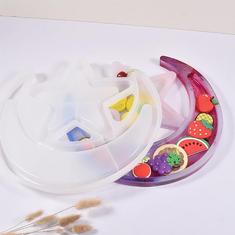 Moon Star Tray Resin Mold Silicone Crescent Mold Jewelry Storage Plate Mold for DIY Trinket Container Resin Crafts