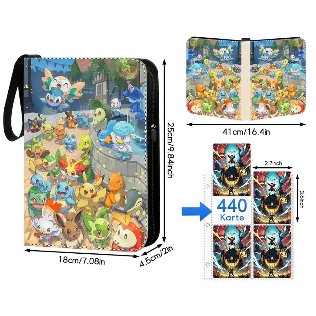 Card Album 4 Pockets 440 Slots Trading Card Binder Collector Book Multi Styles