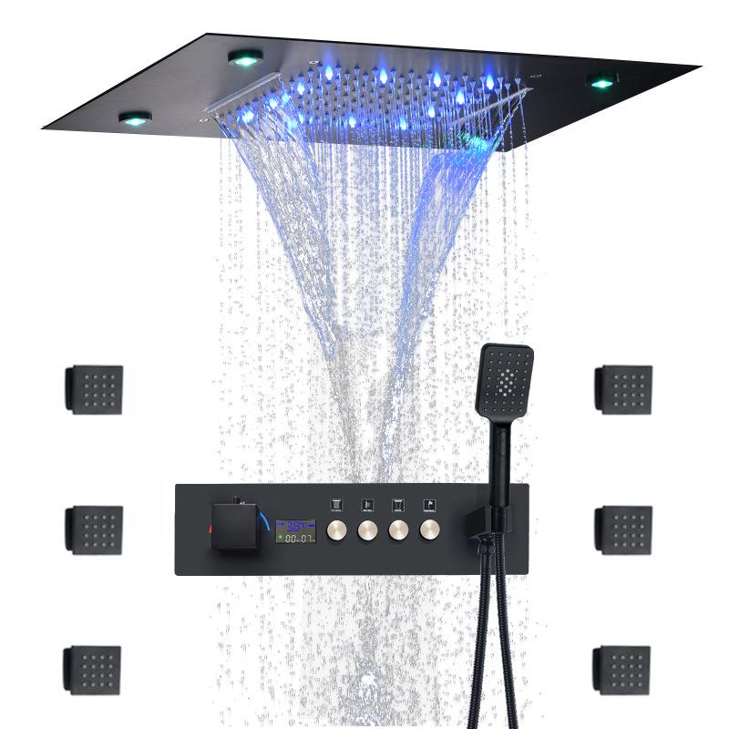Wall-Mounted Thermostatic LED Shower Set with Digital Display and All-Copper Fixtures