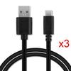 USB Type-C Cable - E.F.CONNECTION - Pack of 3 - 1 Meter - Black - Compatible Xiaomi 15 14 13 12, Mi 11