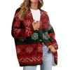 Women's Fashion Long Sleeve Christmas Print V-Neck Button Loose Cardigan Top