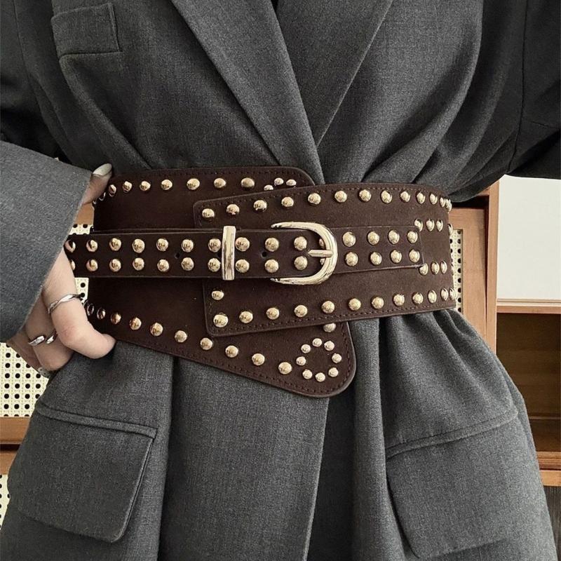 Stylish Rivet Waist Belt Adjustable PU Leather Corset For Women And Men Contemporary Waist Cincher Fashion Accessory