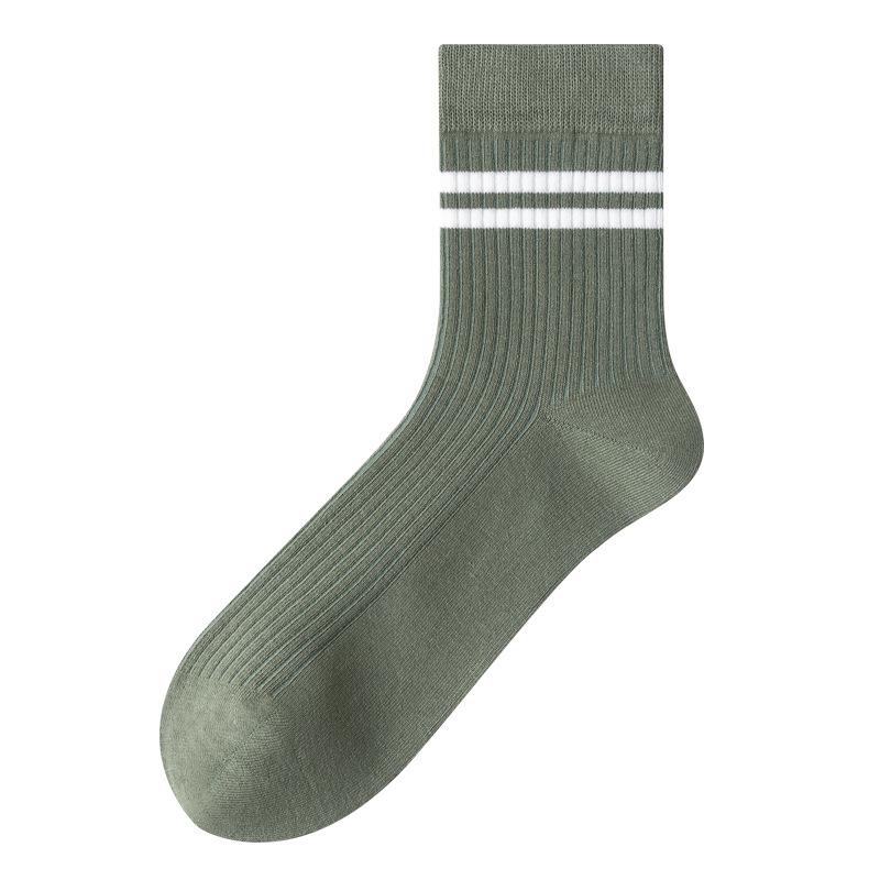 

Мужские осенне-зимние полосатые носки до середины икры из чистого хлопка, бесшовные длинные носки, тренд весна-осень, длинные носки до икры из 100% хлопка, тренд 1 pair армия зеленый