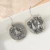 Vintage Hand Carved Boys Girls Pattern Silvery Plated Dangle Earrings for Women  Creative Party Pendant Jewelry Accessory
