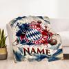 Bayern Munich Soccer Poster Customize Text Blanket Cozy Personalized Blanket Comfortable Suitable for Home Decor Sofa Chair Picnics