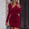 New women's clothing solid color off-shoulder diagonal collar tight hip-wrapped fashion slim-fitting sexy long-sleeved dress