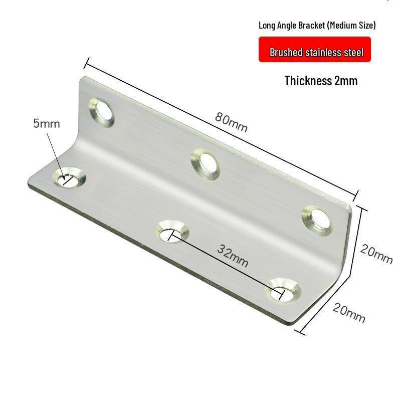 Stainless Steel L-Shaped 6-Hole 90° Angle Bracket for Shelves, Tables, and Chairs