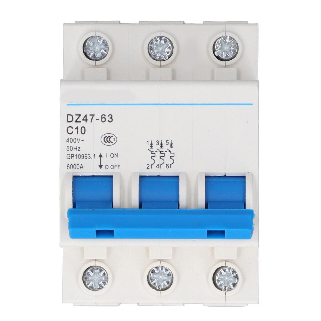 Circuit Breaker Overload Protector 3 Pole 10A Miniature DIN Rail Mount Circuit Breaker 400V