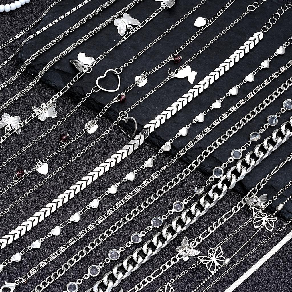 20 Pcs/Set Fashion Metal Butterfly Heart Pendant Anklets Set Bohemia Vintage Pearl Foot Bracelet Beach Woman Jewelry Gifts 2026