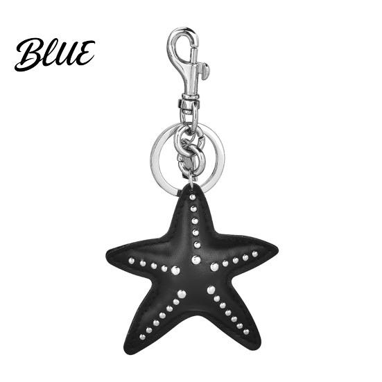Statement Key Accessory Keychain Pendant Hand-Stitched Rivets Imitation Leather Star