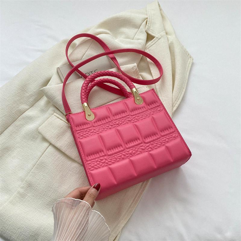 

Trendy Street Fashion Pu Shoulder Bag 2023 New Autumn Simple Crossbody Bag Personality Small Square Bag рожевий