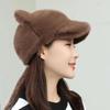 2023 Korean Style Waterproof Mink Bear Hat with Cat Ears - Warm Spring/Autumn Fashion for Women