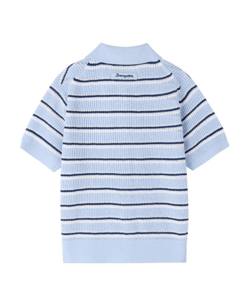 BROMPTON LONDON W Stripe Half Sleeve Knit - Sky Blue (P262Wkt132)