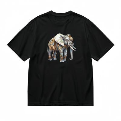 Herren Bequemes Atmungsaktives Klassisches T-Shirt Goldenes Stammes-Elefanten-Design T-Shirt