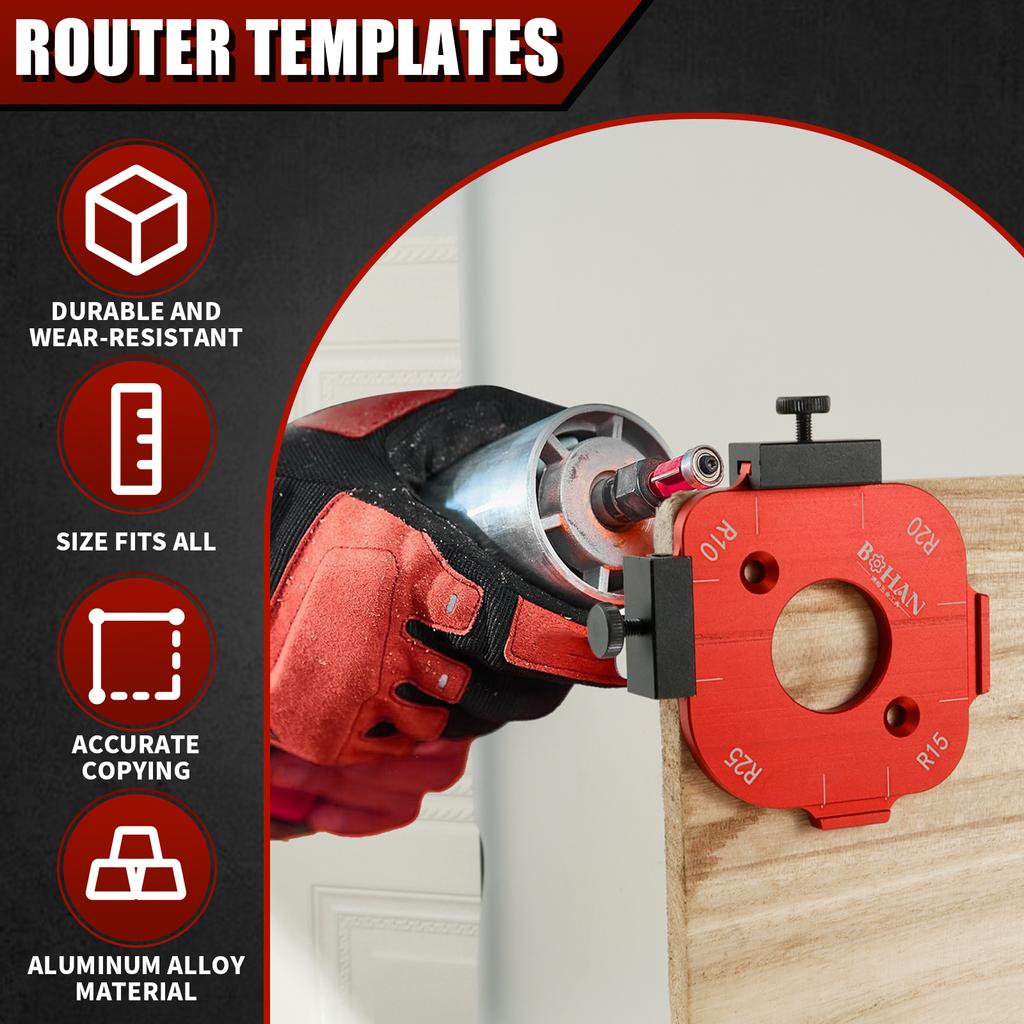 2Pcs Trimming Machine Cutting Fillet Template R10 to R40 R-angle Arc Template Aluminum Alloy Router Corner RadiusTemplates