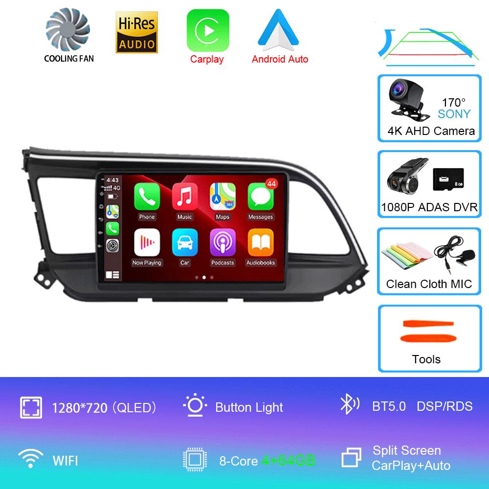 For Hyundai Elantra 6 2019 2020 Car Intelligent System CarPlay DSP Navigation GPS Android 14 All In One MIC 2000*1200P