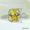 Exquisite Luxury Micro-inlay Zircon Square Four Claw Yellow Crystal Stainless Steel Rings for Women Bride Wedding Charm Jewelry