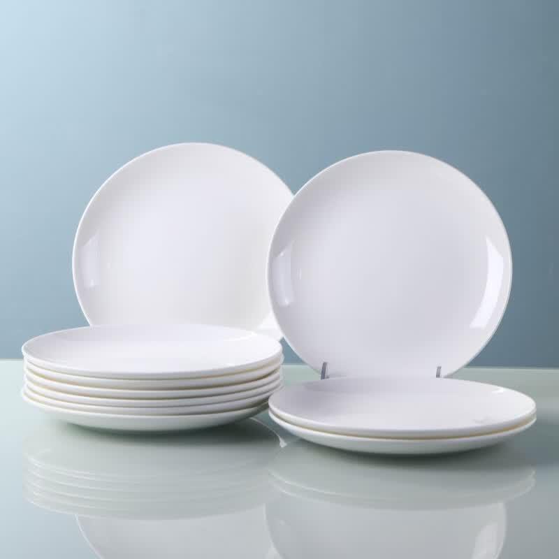 Hao Ya Underglaze Pure White Ceramic Dinner Plates