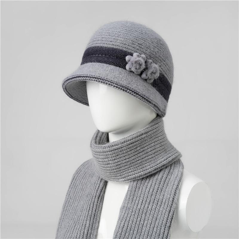 Hut Damen Herbst und Winter Fleece Warmer Hut Kältefest Gestrickter Hut Wollhut Damen