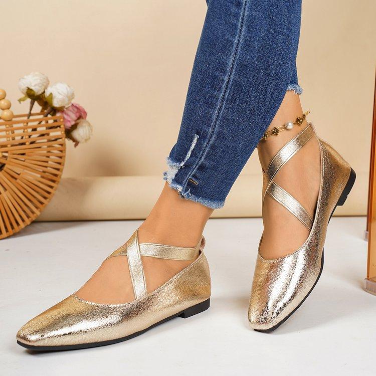 Square Toe Women‘s Low Heels New Luxury Elastic Band Shoes Elegant Loafers Comfortable Outdoor Women Single Shoes