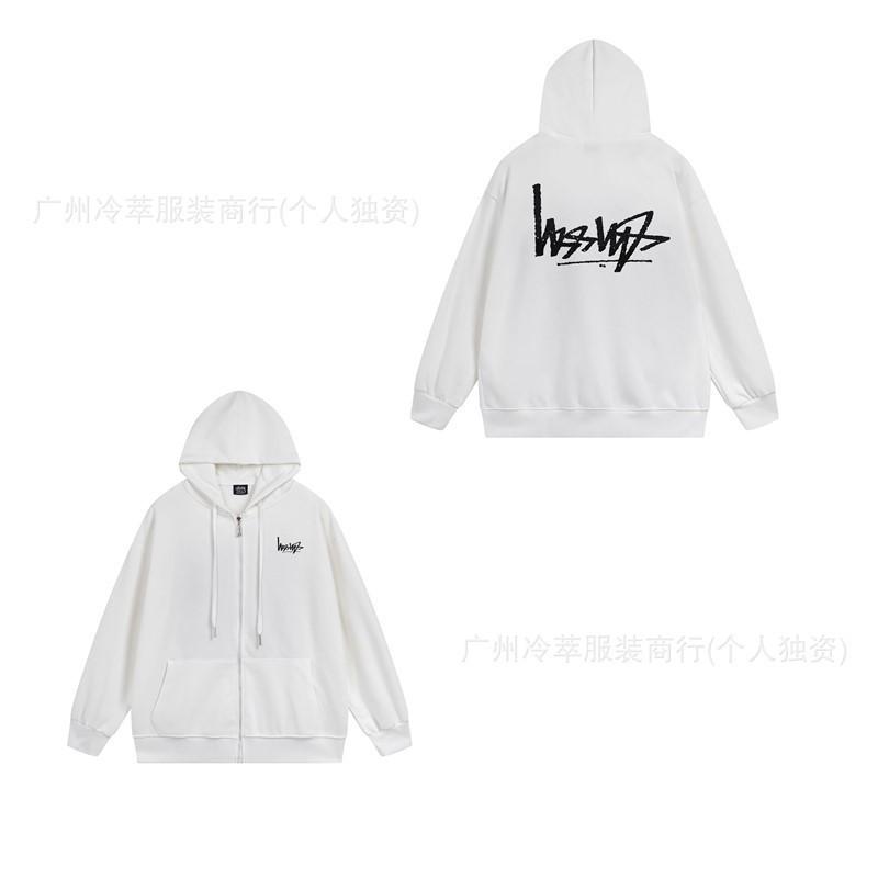 Unisex Mikina s kapucí na zip s fleecovou podšívkou a potiskem písmen Volný střih Bavlna Dlouhý rukáv Pánská Dámská
