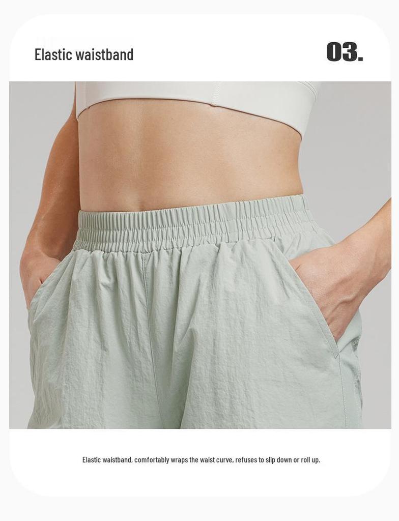 Women's High-End Yoga & Running Cargo Pants with Pockets - Elastic Waist & Drawstring Cuffs