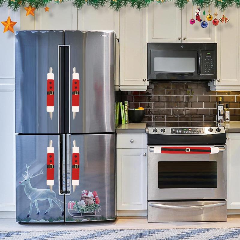 Christmas Plush Cloth Refrigerator Handle Covers Appliance Handle Covers Xmas Decorations for Home 2026 Navidad Natal New Year
