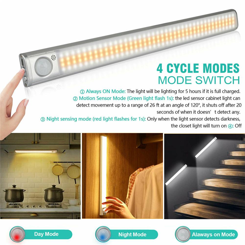 160led Usb Rechargeable Sensor Lamp Wireless Motion Sensor Closet Light Kitchen Cabinet Light