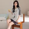 Pure cotton pajamas women's summer thin short-sleeved shorts casual Korean version cartoon cotton half-sleeved loungewear