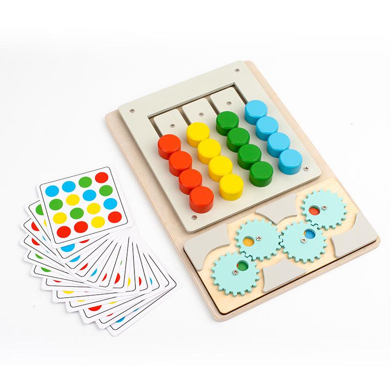 

Montessori Rotating Gear Maze: Four-Color Shape & Color Enlightenment Wooden Toy for Children