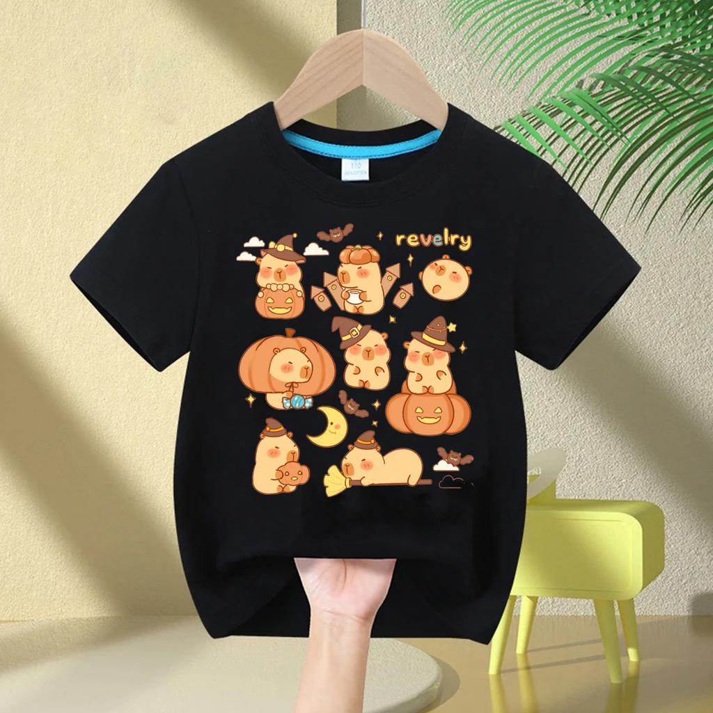 2025 Summert Shirt  New Trend Capybara Printing Cute Children's Short-Sleeved T-Shirt Cute Comfortable Versatile Boy and Girl T-Shirt