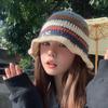 Knitted Beanie Hat for Women Y2K Striped Fisherman Hat Ethnic Style Color Contrast Cap Fashion Female Hat Teens Headwear