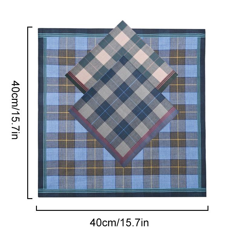 3 Stück/6 Stück Reine Baumwolle Schweißabwischende Karomuster Taschentücher Dünnes Taschentuch Wasserabsorbierend Herren
