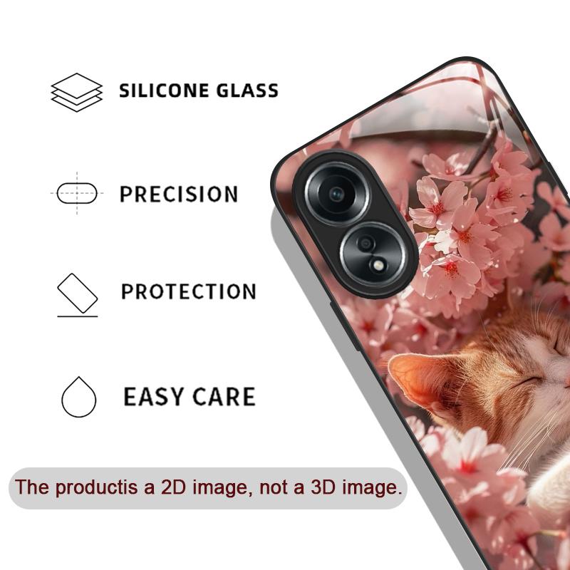 Pink Cherry Blossom Flower Cute Cat Print Tempered Glass Phone Case for Xiaomi 14 Pro+ 15 Ultra 15T 14T 13 12 11T Lite 10 Cover