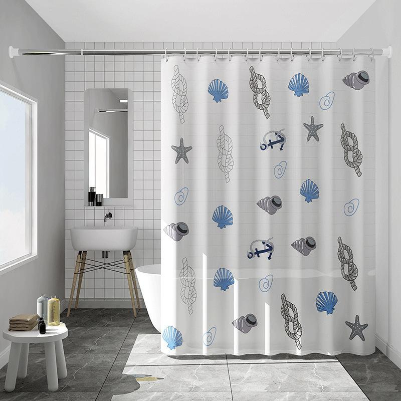 Bathroom Thickened Curtain Cloth MildewProof Waterproof Shower Curtain Set Free Punching Bathroom Partition Curtain Door Curtain Window
