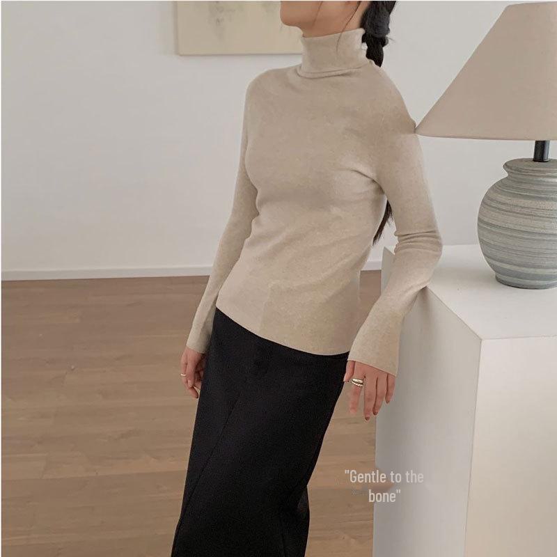 

Бесшовная женская теплая базовая рубашка Du Xiaozhai - осенне-зимний трикотажный топ с ворсовым воротником и длинными рукавами One Size