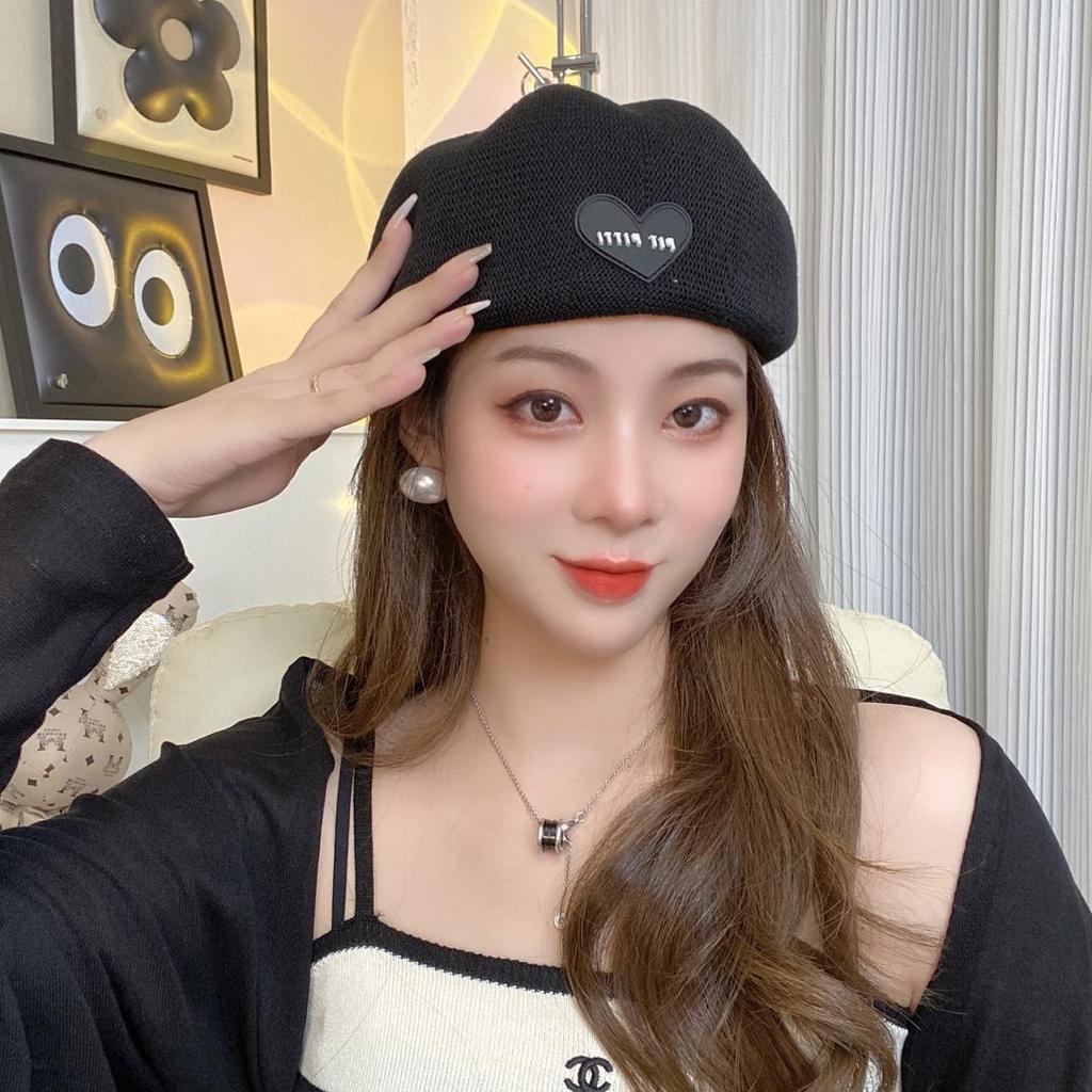 Trendy Women's Berets Thin Breathable Painter Hat Anti-sun Solid Winter Beret Lady