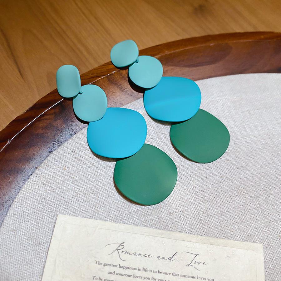 French fresh blue geometric flower resin earrings light luxury stud earrings personality temperament earrings women