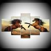5 Panel/pieces HD Print Brown Running Horse animal wall posters Print On Canvas Art Painting For home living room decoration