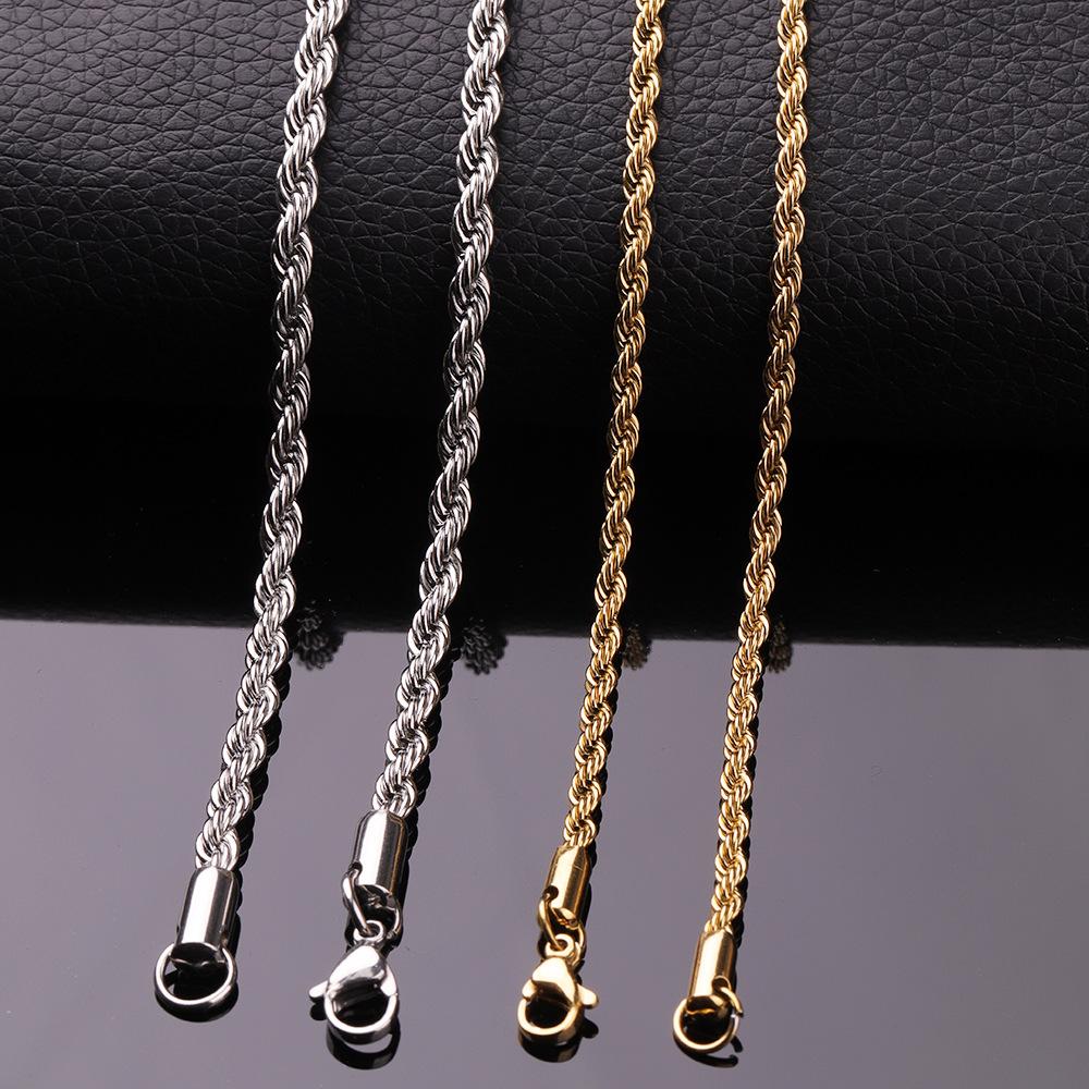 316L Stainless Steel Twisted Rope Chain Necklace For Men Jewelry Accessories Pendant Male 3MM/4MM/5MM Wide
