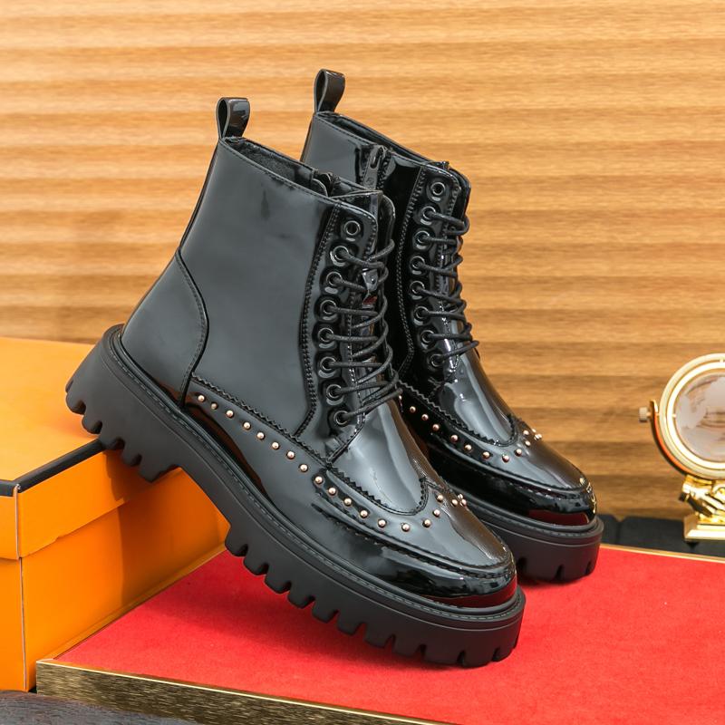Men's High Quality Casual Platform Boots New Designer Shoes Men's Motorcycle Ankle Boots British High-end Men Boots Botas Hombre