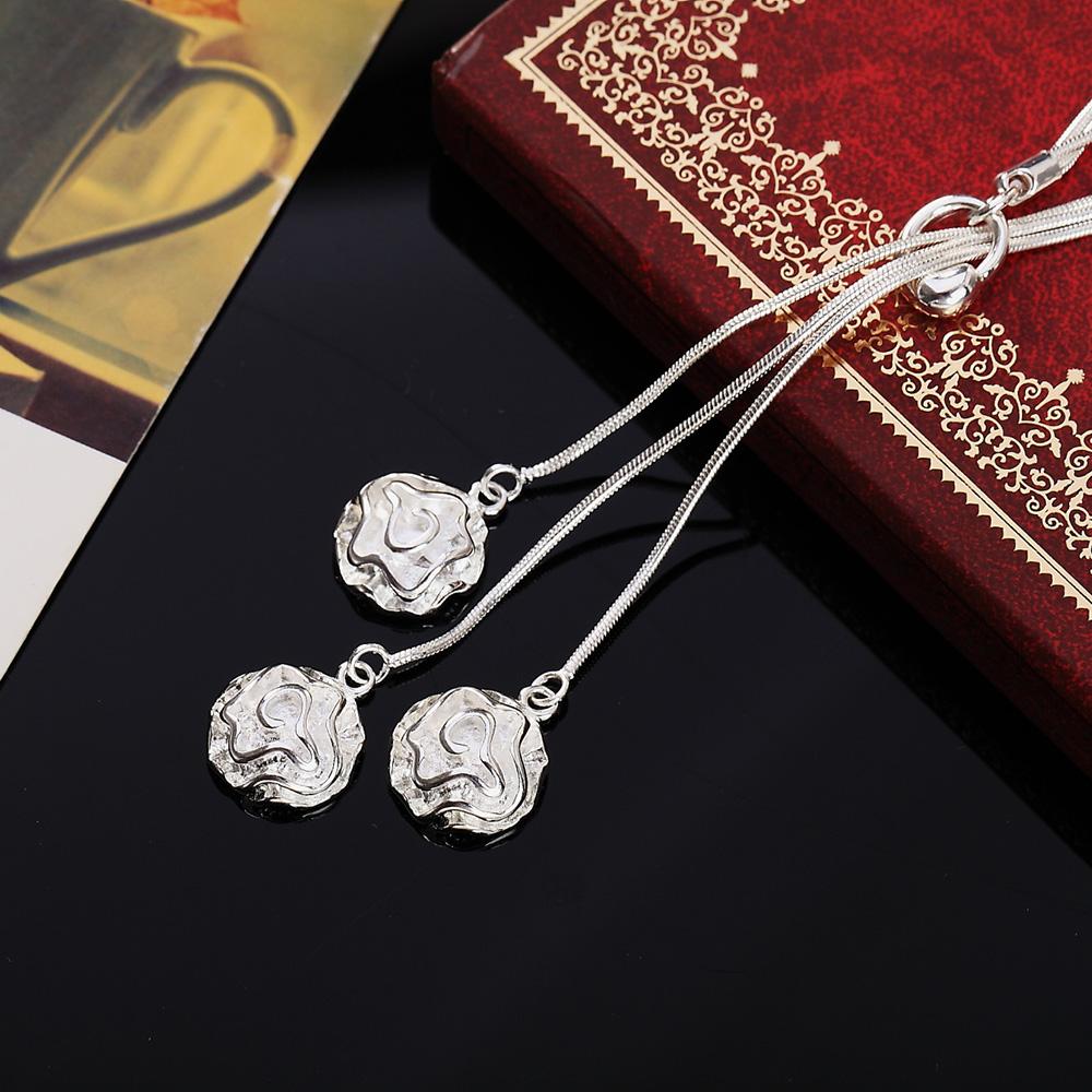 Snake Chain Rose Necklace 925 Sterling Silver Fashion Jewelry