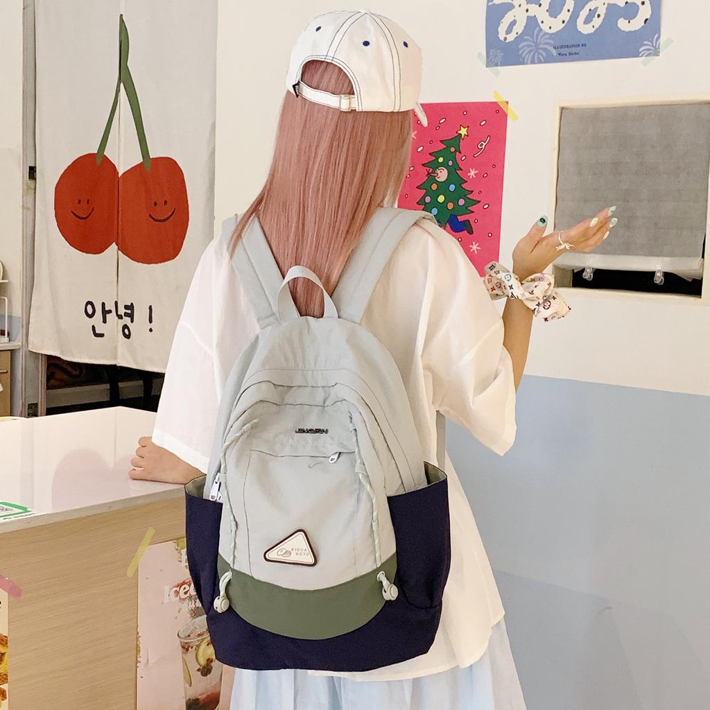 Schoolbag simple Korean contrasting colors new backpack college student trendy cool tooling style computer leisure travel backpack
