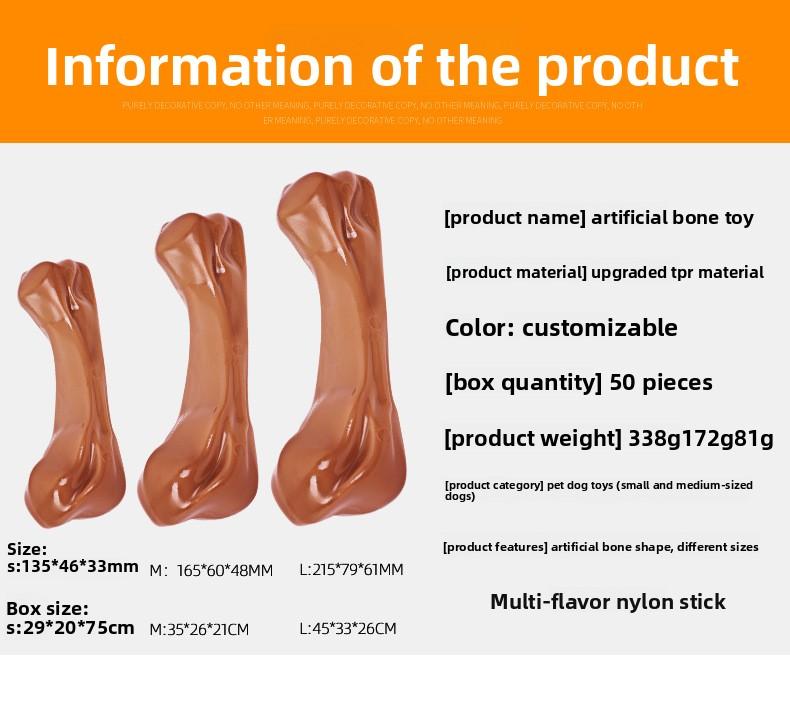 Factory Eco-Friendly Nylon Pet Dog Toys Durable Chew-Resistant Interactive Beef Flavor Realistic Bone Design