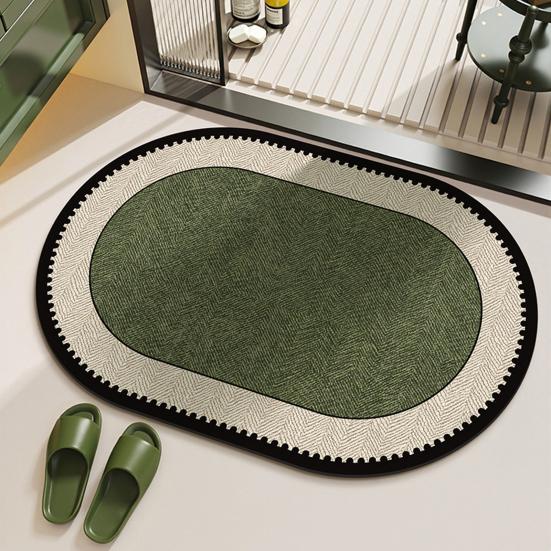 Bathroom Door Mat Super Absorbent Bath Mat Retro Bathroom Rug with Anti-Slip Bottom Diatomaceous