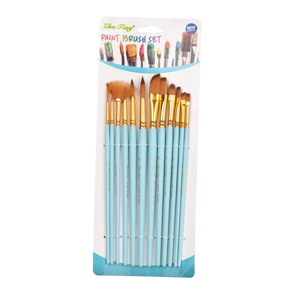 12Pcs Fine Detail Paint Brush Set Double Color Taklon Hair Paintbrushes for Miniature Acrylic Oil