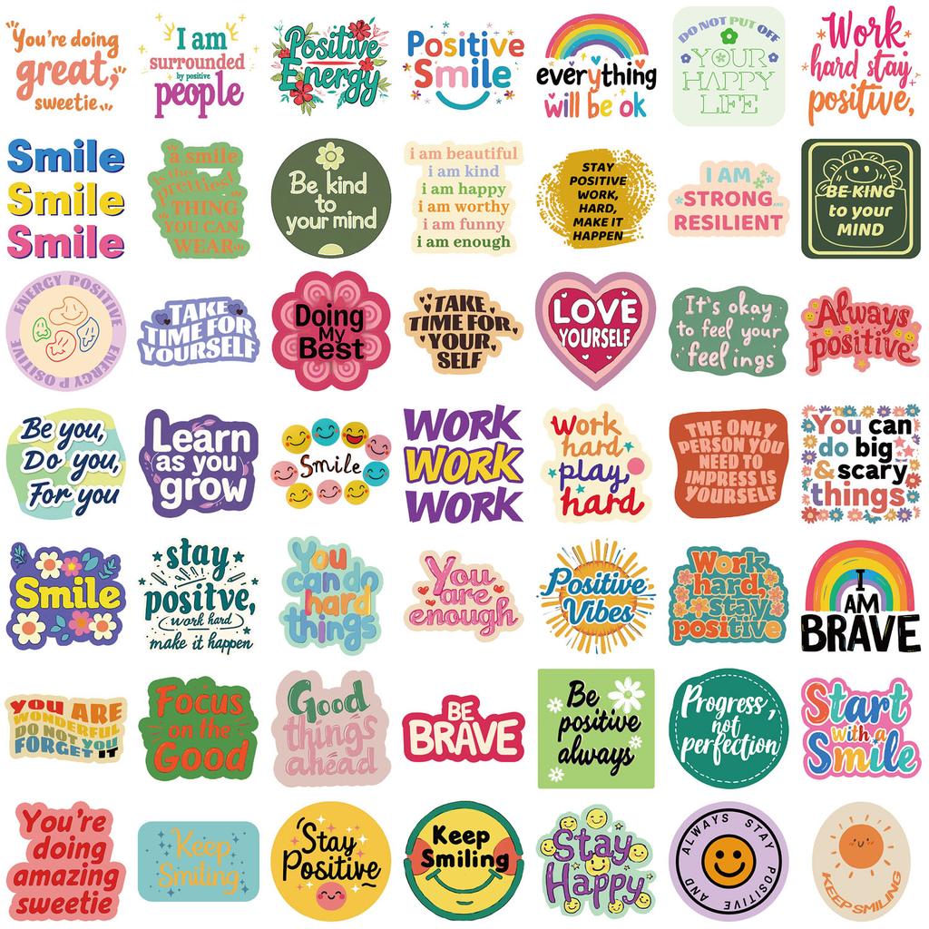 50PCS Positive Affirmation Stickers Harajuku Skateboard Graffiti Decals Luggage Suitcase Bike Gift Phone Bike Colorful Sticker