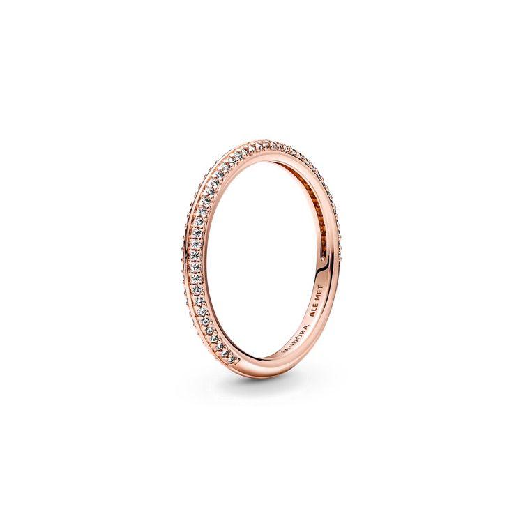 Pandora Pavé Stacked Ring Women rings Copper Silver 189679C01 Box,46